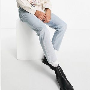 Religion straight cropped rigid jeans in vintage blue